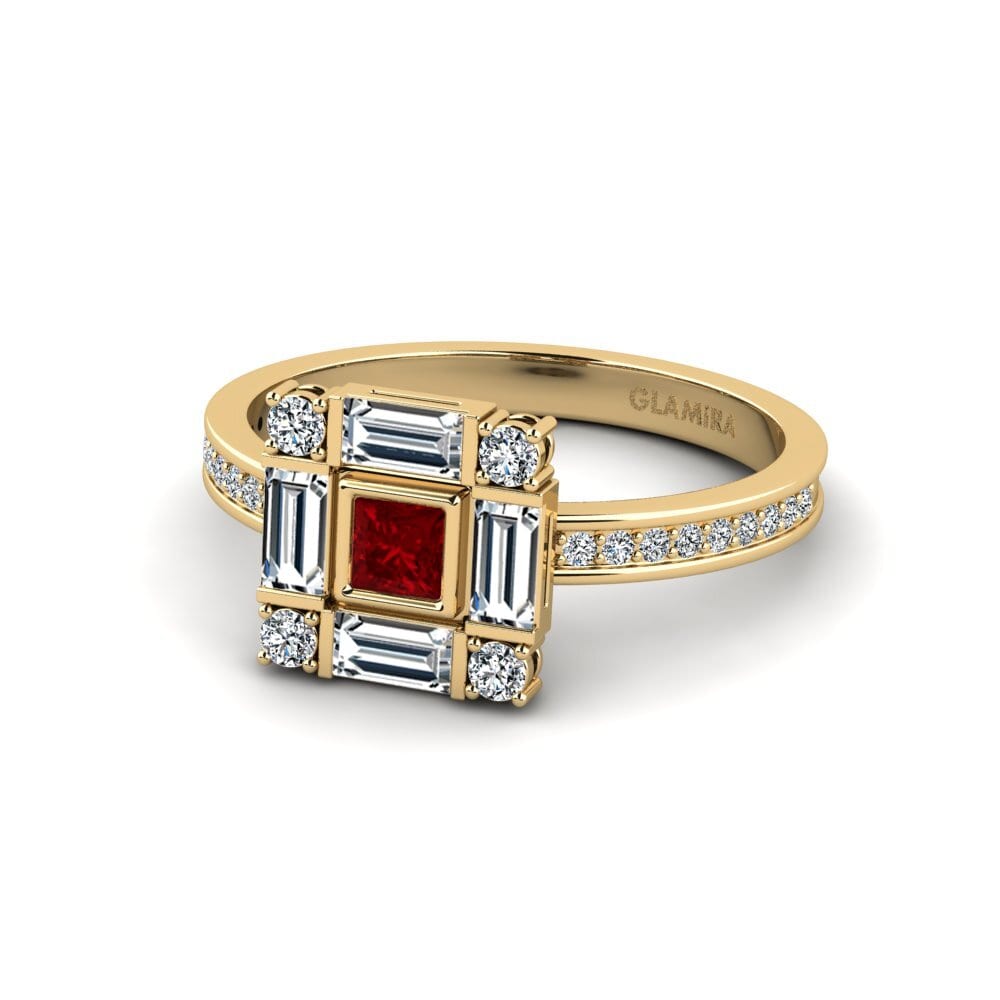 Red Zirconia Engagement Ring Kritoure