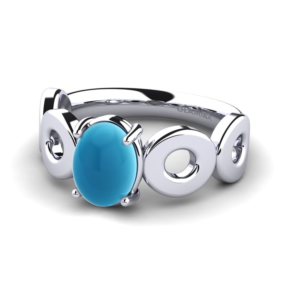 Topacio Azul Cabujón Anillo Krystalin
