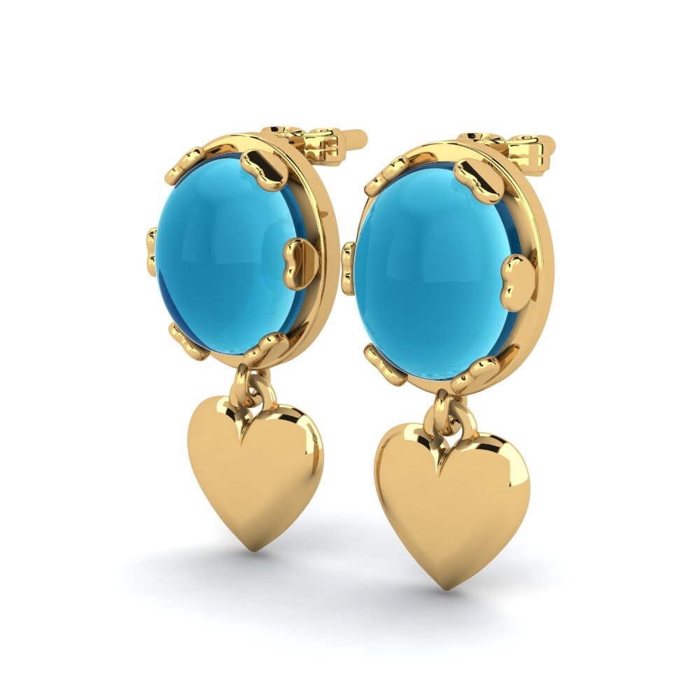 Đá Cabochon Topaz Xanh Bông tai nữ Krystil
