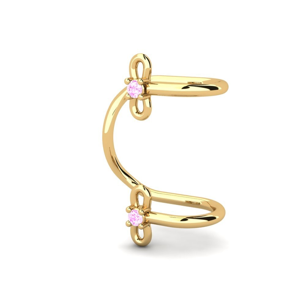 14ct Yellow Gold Pink Sapphire Women's Earring Kula