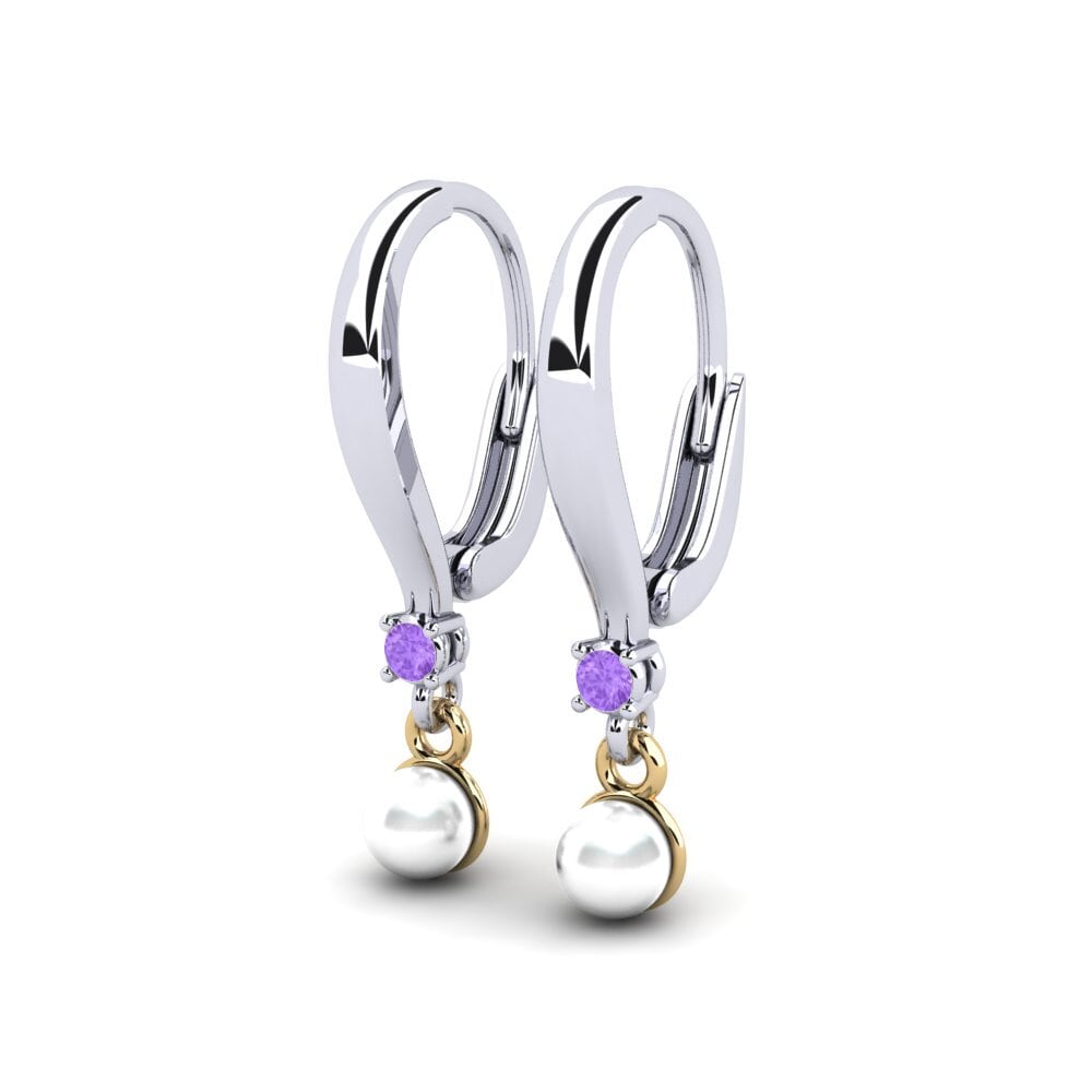14ct White & Yellow Gold Amethyst Women's Earring Kutapira