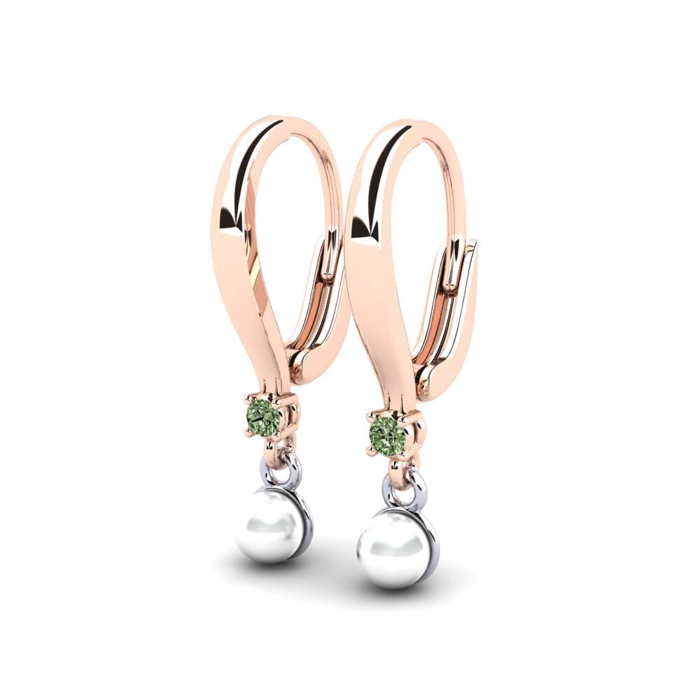 9k Oro Rosa & Blanco Diamante Verde Pendiente de mujer Kutapira