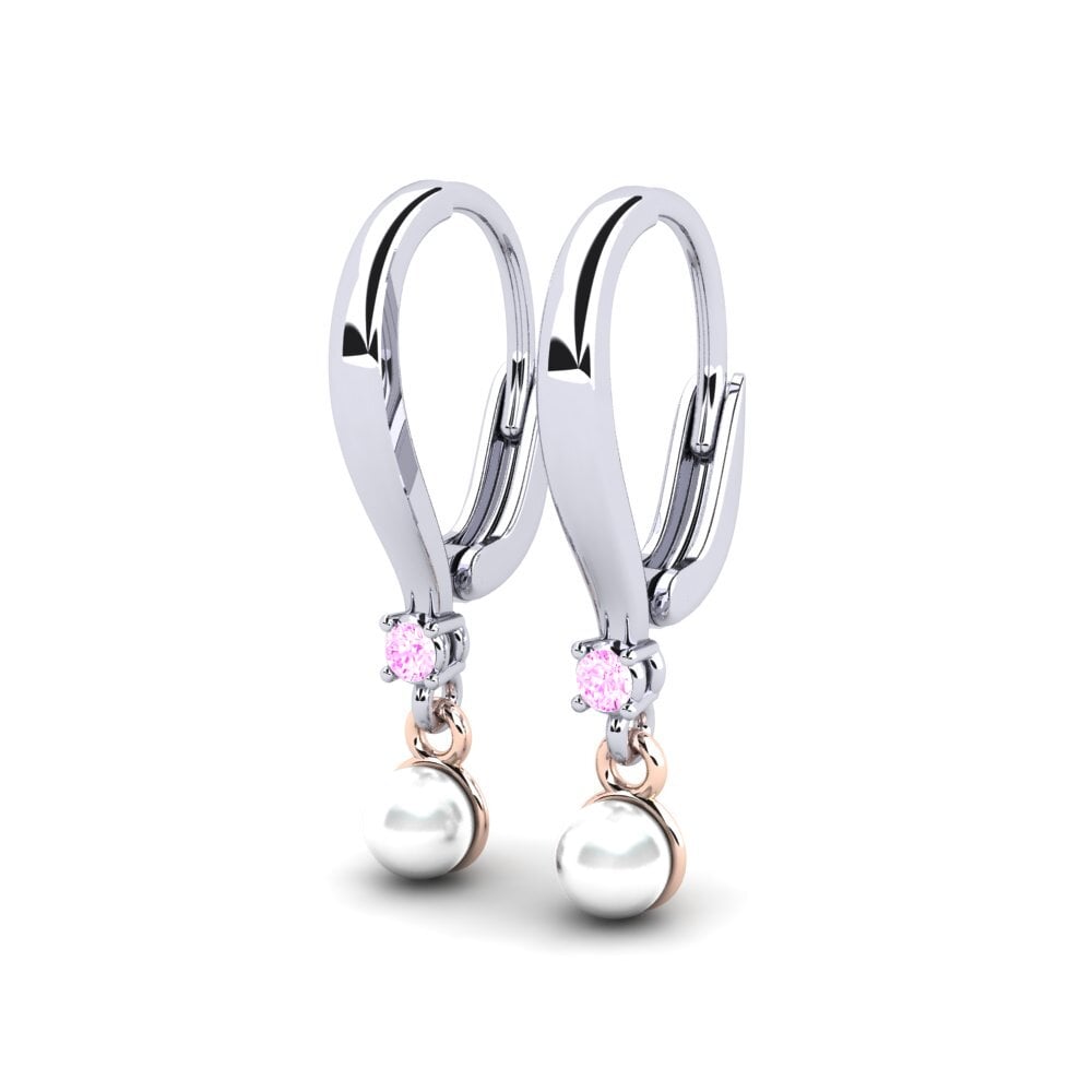 14k Oro Blanco & Rosa Zafiro Rosado Pendiente de mujer Kutapira