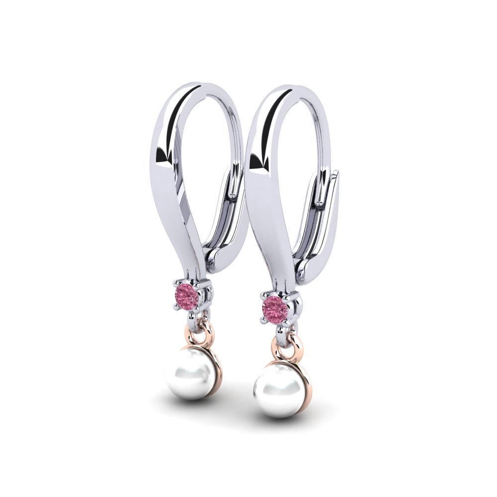 9ct White & Rose Gold Rhodolite Garnet Women's Earring Kutapira
