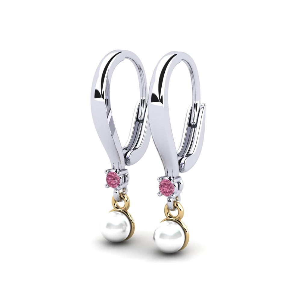 9ct White & Yellow Gold Rhodolite Garnet Women's Earring Kutapira