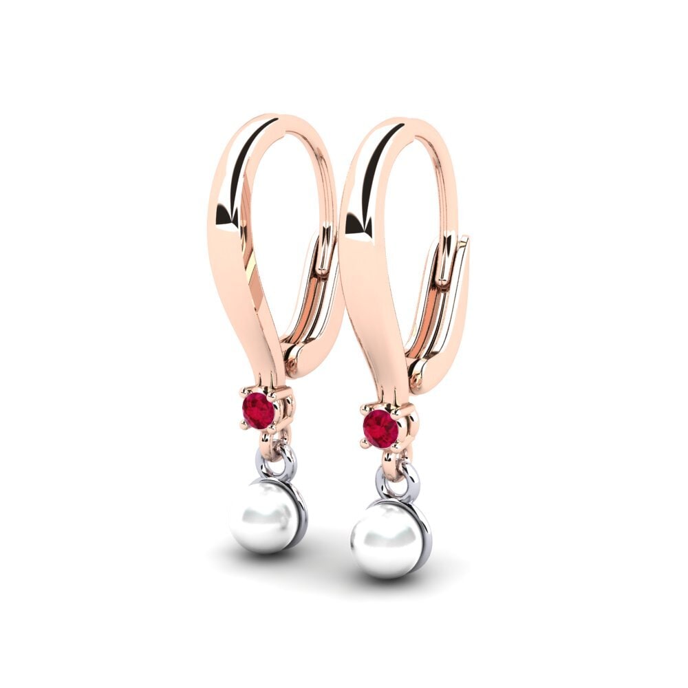 9k Oro Rosa & Blanco Rubí Pendiente de mujer Kutapira
