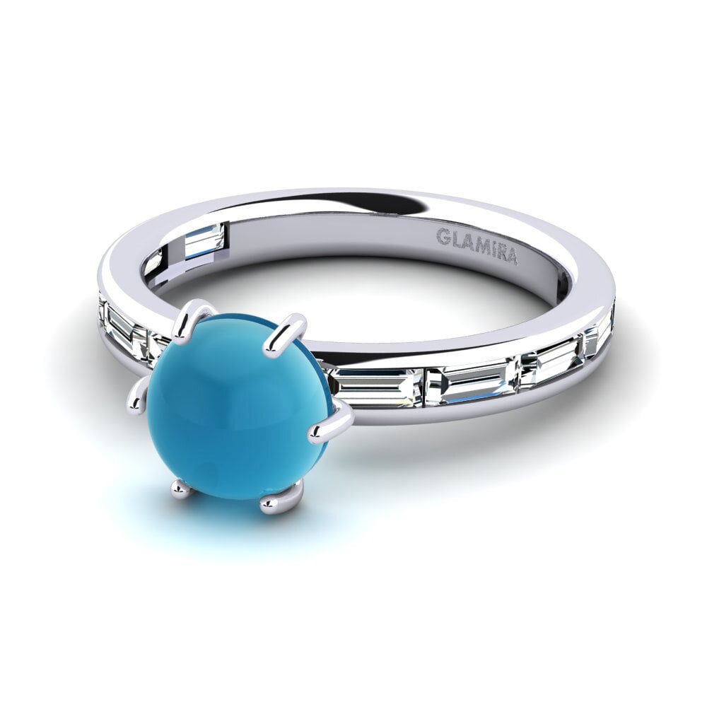 Topacio Azul Cabujón Anillo Kyllie