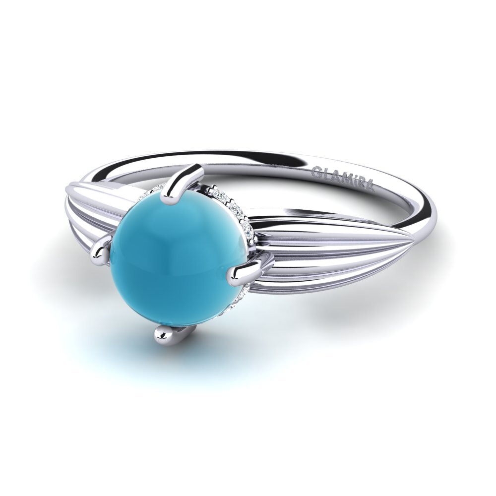 Topacio Azul Cabujón Anillo Labella