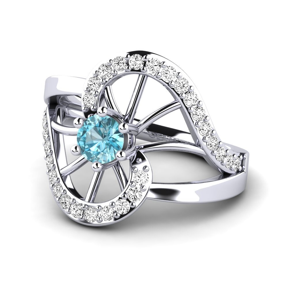 Blue Zircon Engagement Ring Lacene