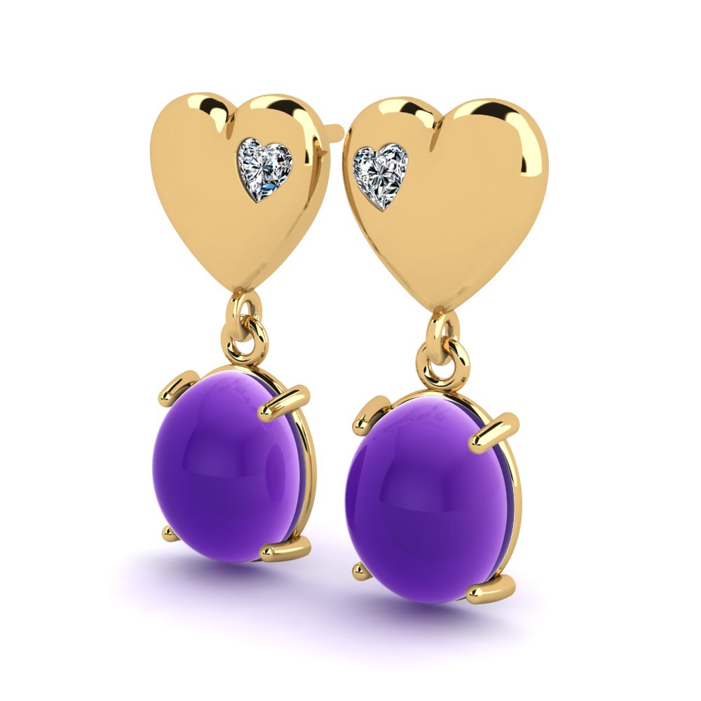 14ct Yellow Gold Cabochon Oval Women's Earring Lachelle