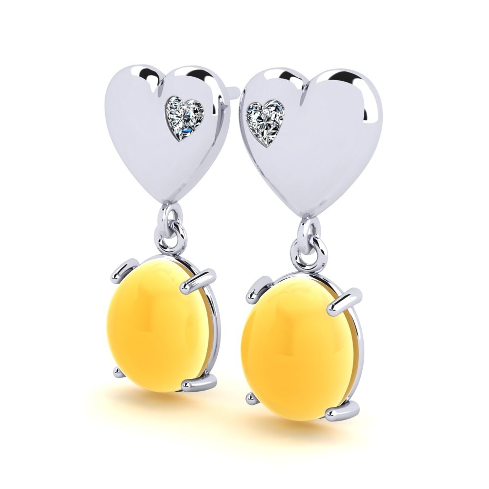 Đá Cabochon Thạch Anh Vàng Bông tai nữ Lachelle