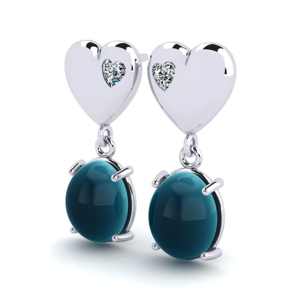 Đá Cabochon Topaz xanh London Bông tai nữ Lachelle