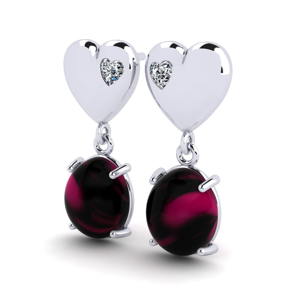Đá Cabochon Rhodolite Bông tai nữ Lachelle