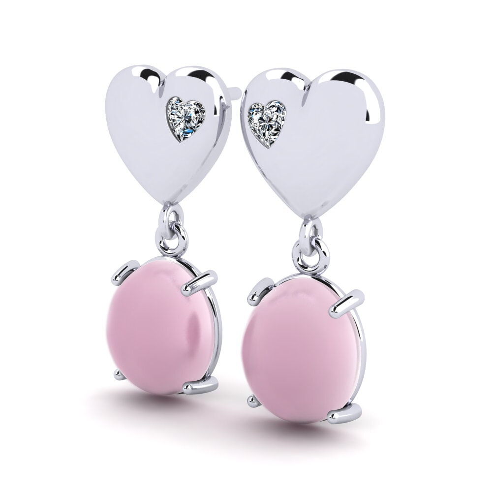 Đá Cabochon Thạch Anh Hồng Bông tai nữ Lachelle