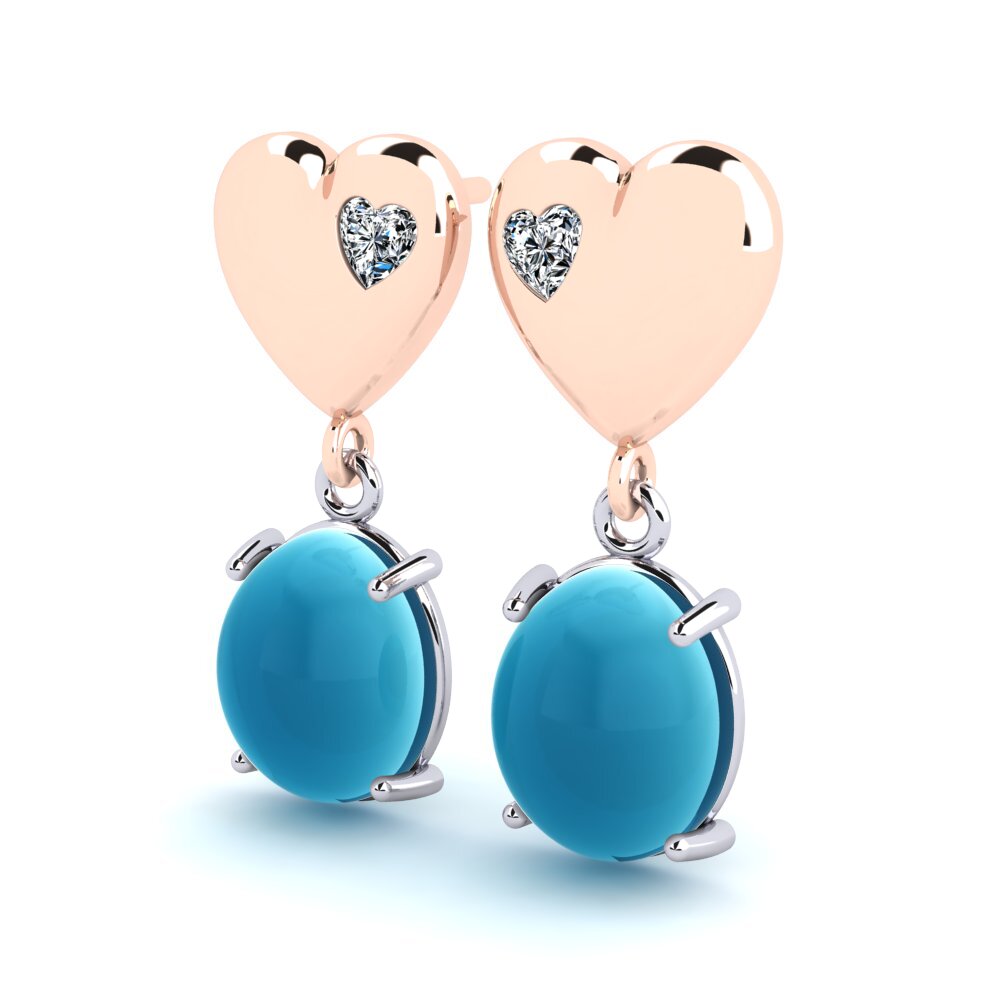 585 Ros & Putih Emas Topaz Biru Cabochon Anting-anting wanita Lachelle