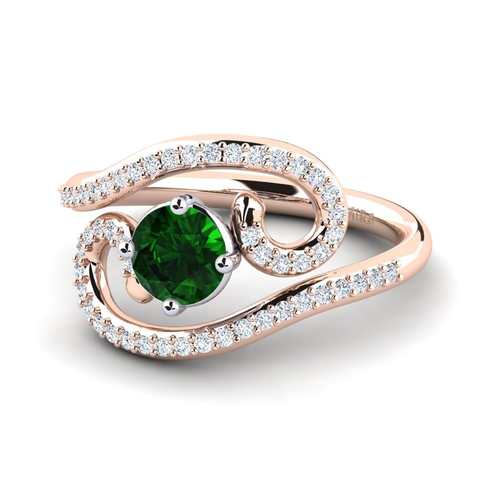14ct Rose & White Gold Green Tourmaline Ring Loncro