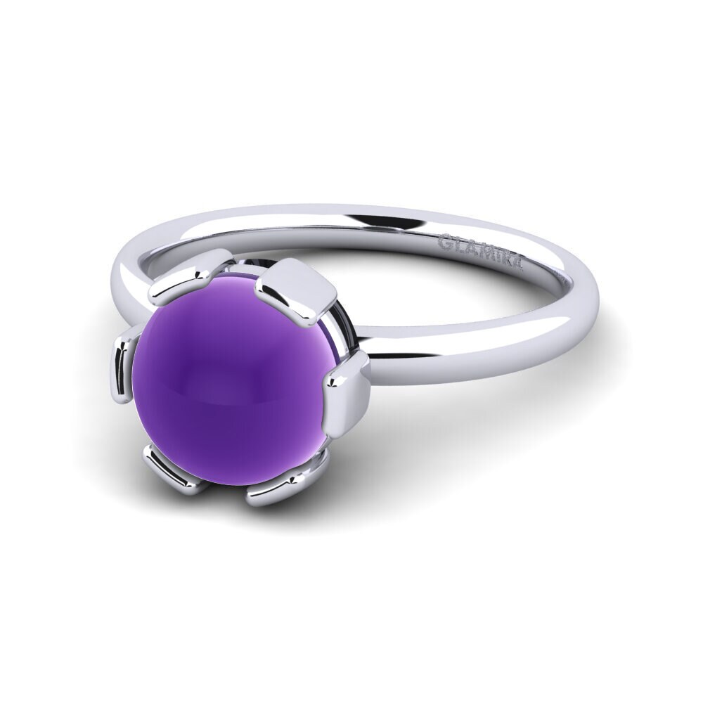 950 Palladium Cabochon Amethyst Ring Lacole