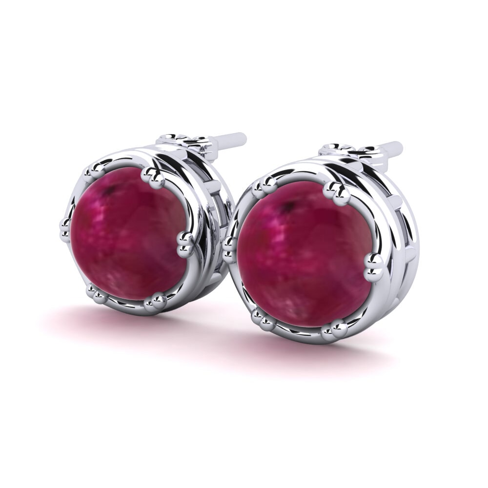 Plata 925 Rubí Cabujón Pendiente de mujer Lacrasha