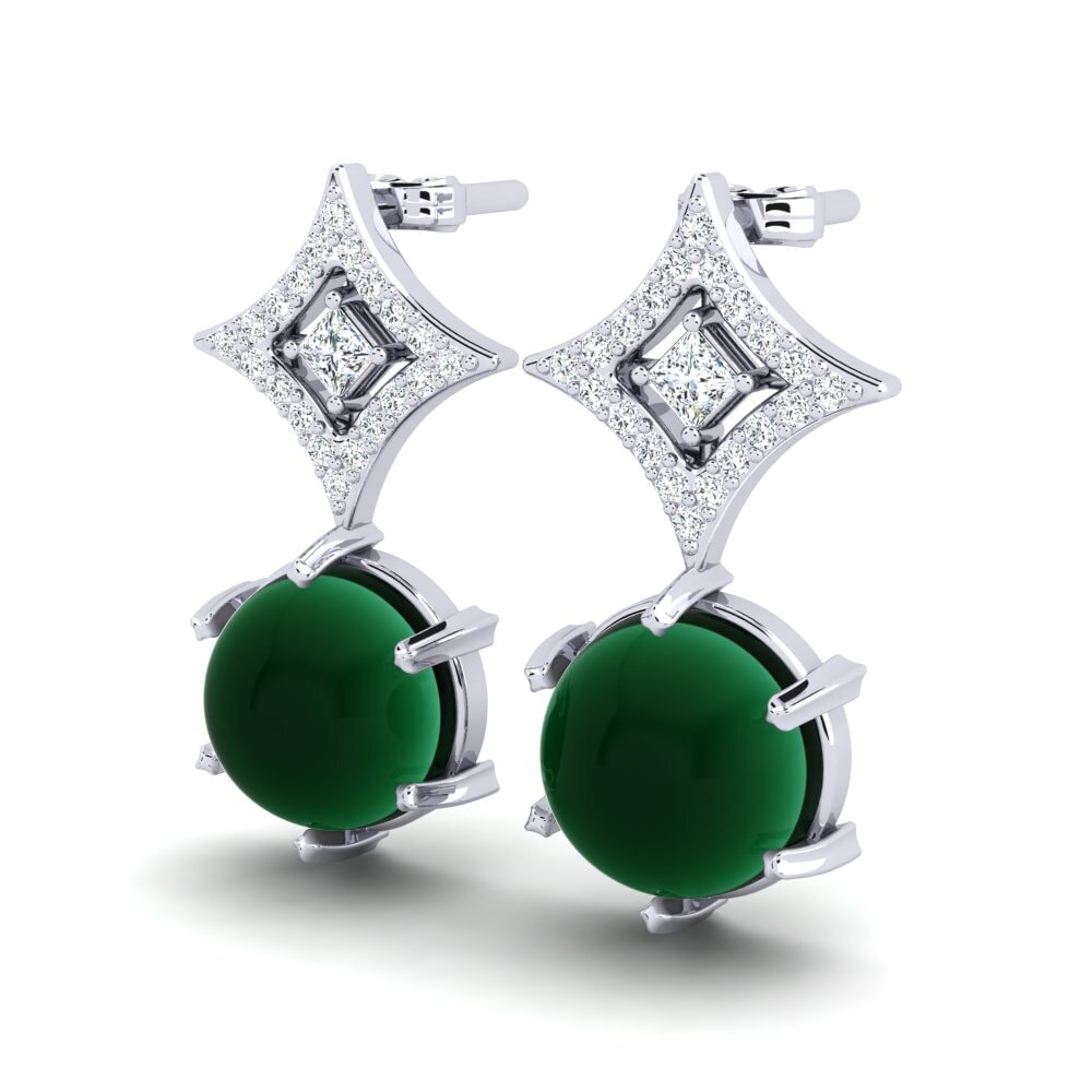Đá Cabochon Ngọc Lục Bảo Bông tai nữ Lacresia