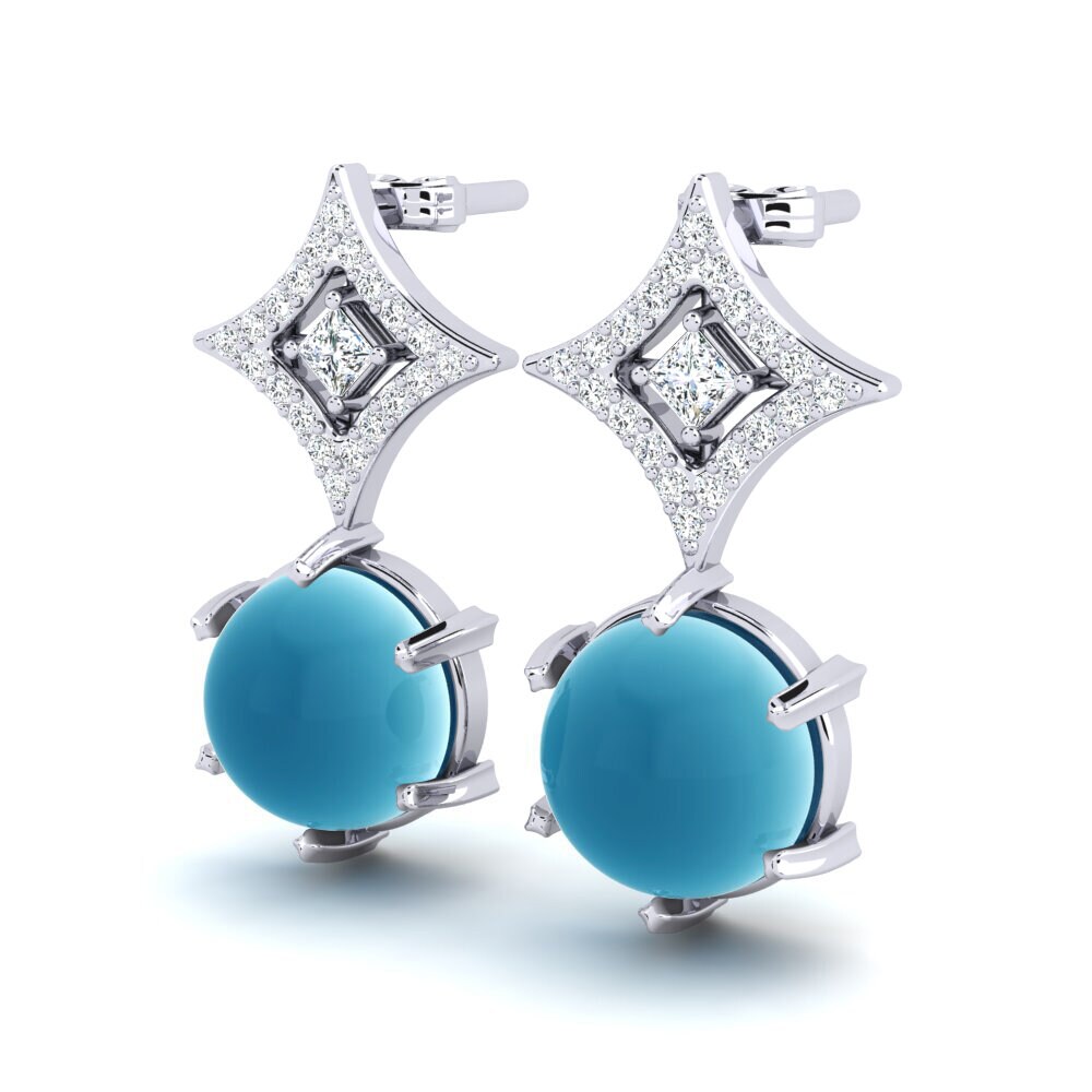 Đá Cabochon Topaz Xanh Bông tai nữ Lacresia