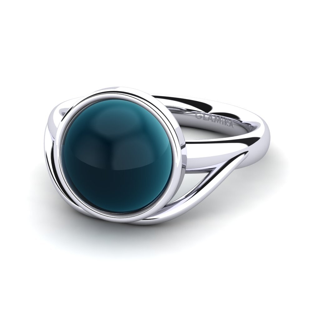 Topacio Azul Londres Cabujón Anillo Lacricia