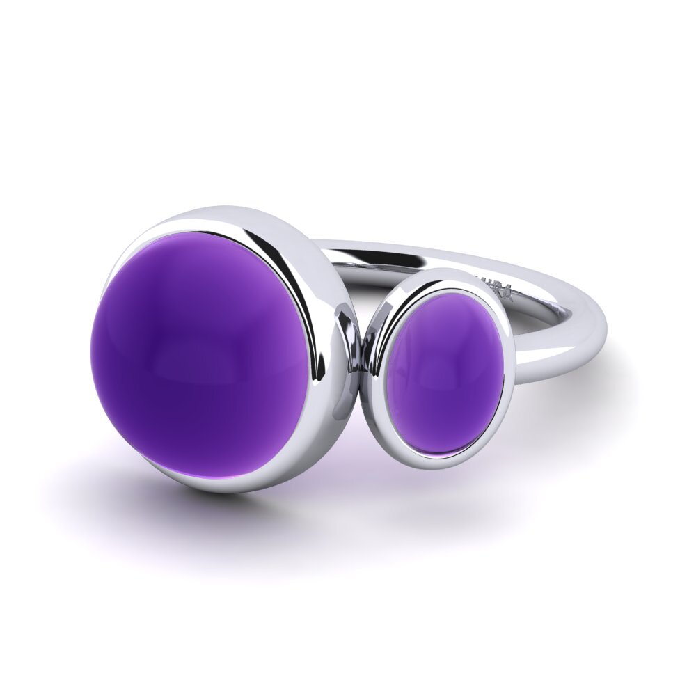 950 Palladium Cabochon Amethyst Ring Lacrista