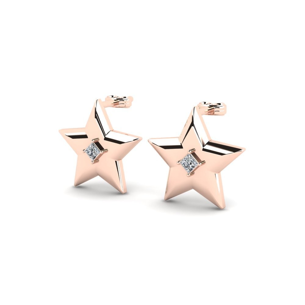 14k Oro Rosa Princesa Pendiente de mujer Ladin