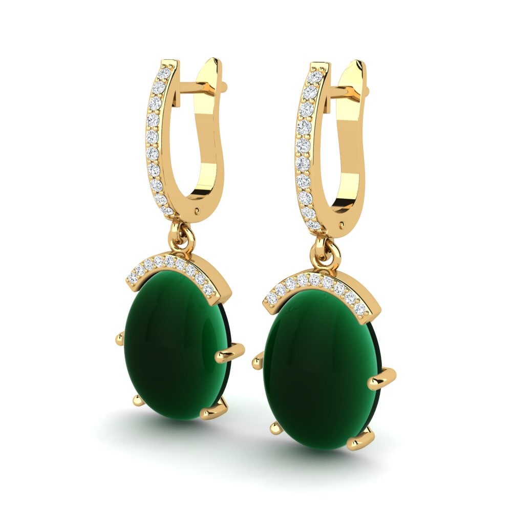 Đá Cabochon Ngọc Lục Bảo Bông tai nữ Ladonya