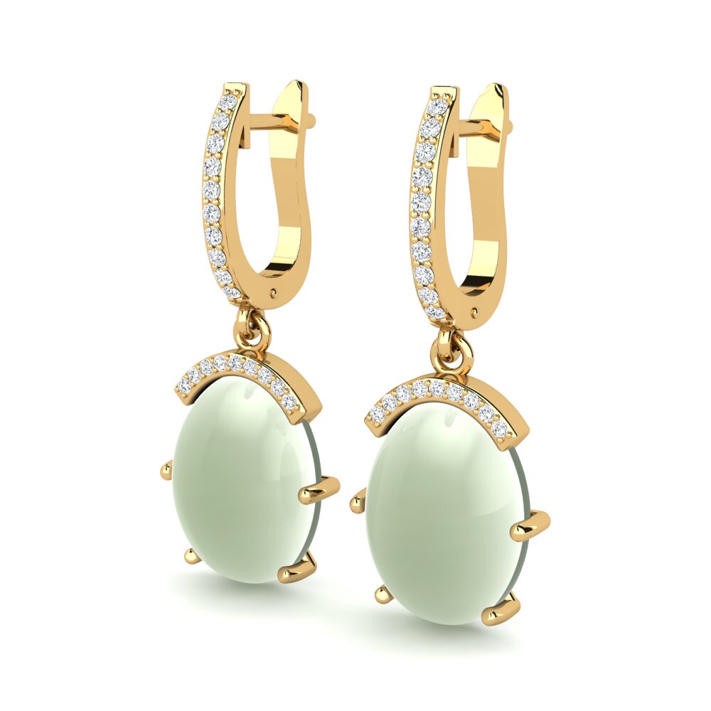 Cabochon Green Amethyst Women's Earring Ladonya