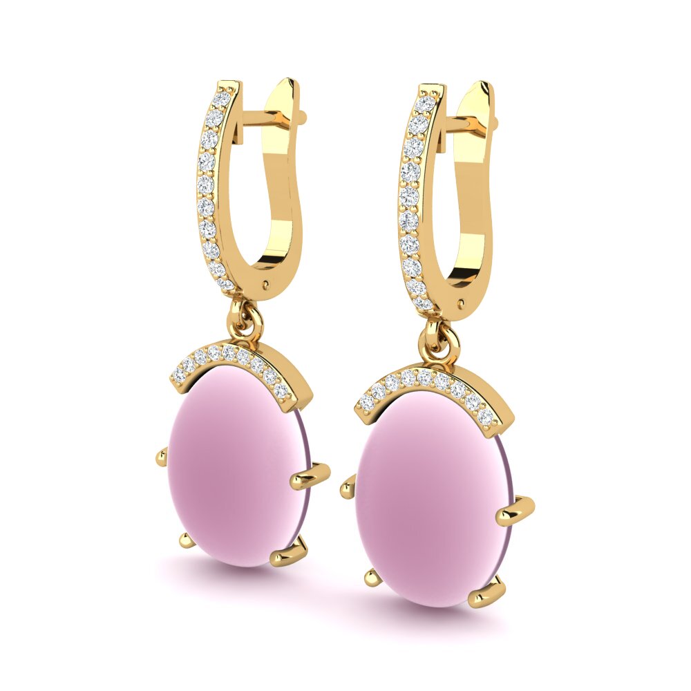 Cabochon Oval Cabochon Rose Quartz Women's Earring Ladonya