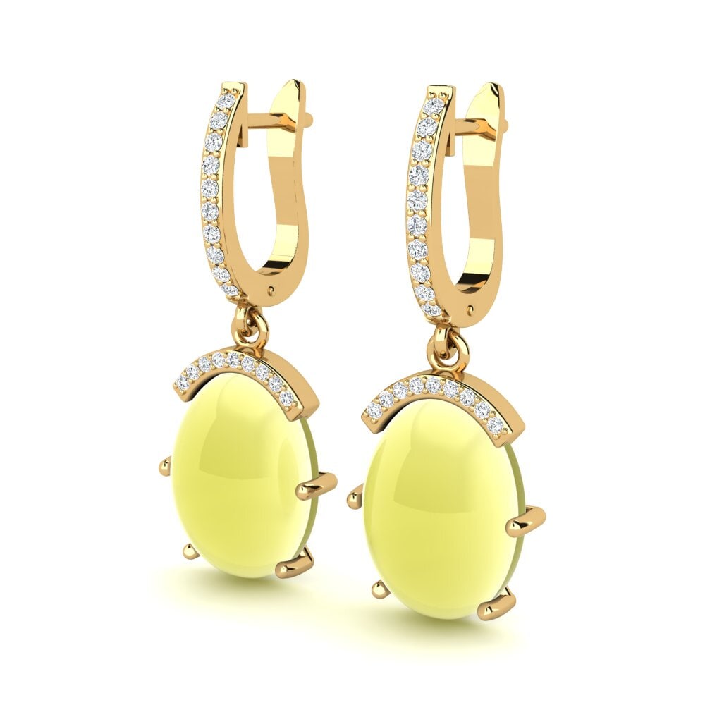 Cabochon Oval Cabochon Lemon Topaz Women's Earring Ladonya