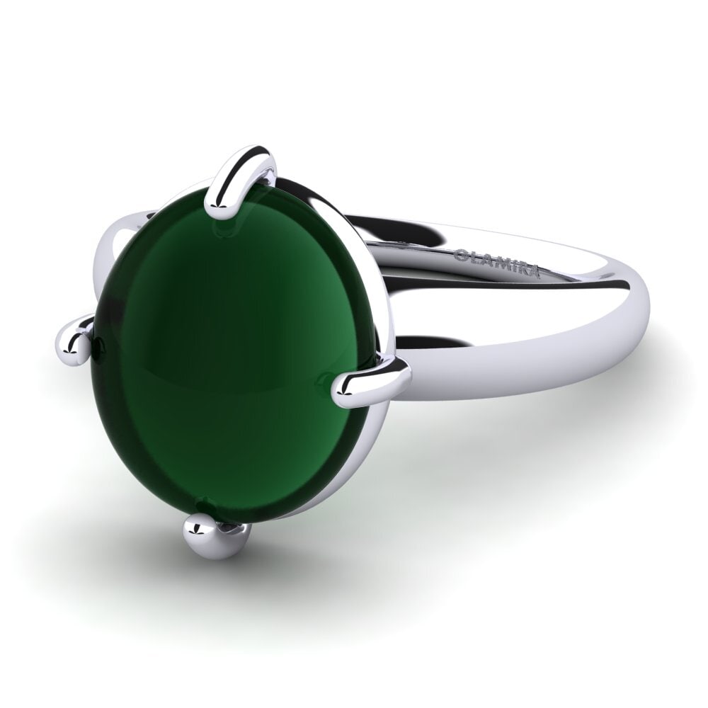 950 Palladium Cabochon Emerald Ring Lahoma