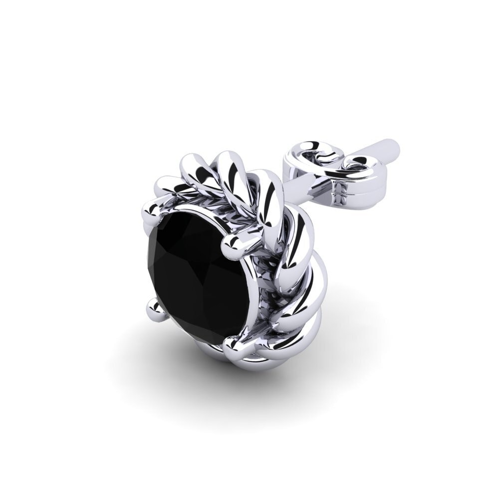 9k White Gold Black Onyx Men's Earring Lain