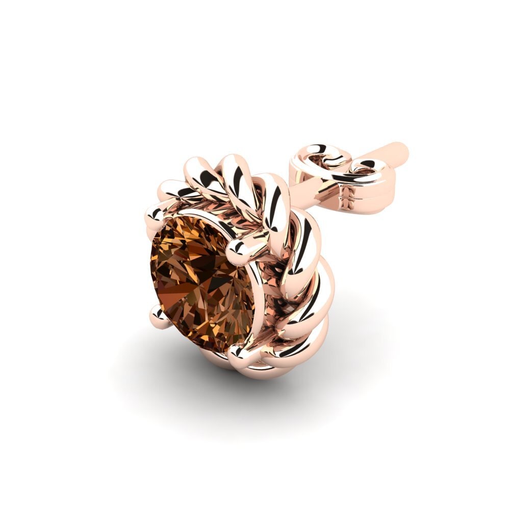 9ct Rose Gold Brown Diamond Men's Earring Lain