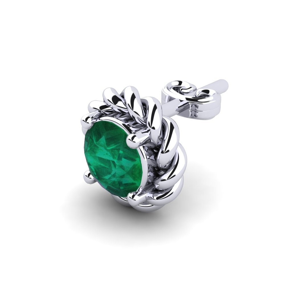 950 Platinum Emerald Men's Earring Lain