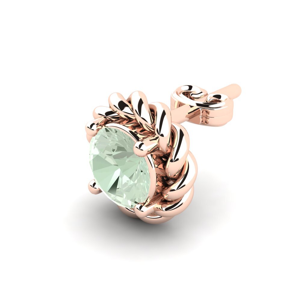 14k Oro Rosa Amatista verde Pendiente para hombre Lain