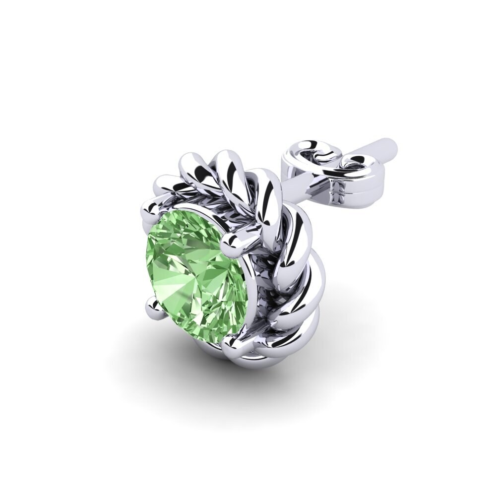 14k Oro Blanco Diamante Verde Pendiente para hombre Lain