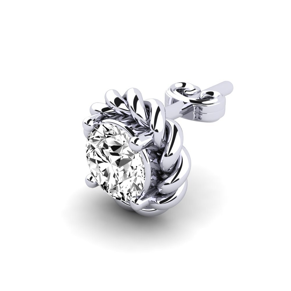 9ct White Gold Moissanite Men's Earring Lain