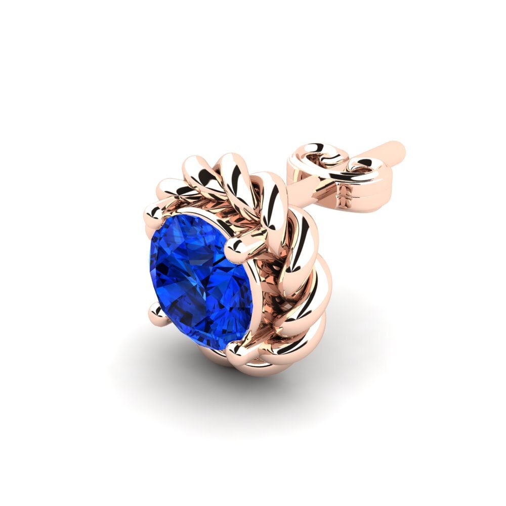 14k Oro Rosa Safiro (Creado en Laboratorio) Pendiente para hombre Lain