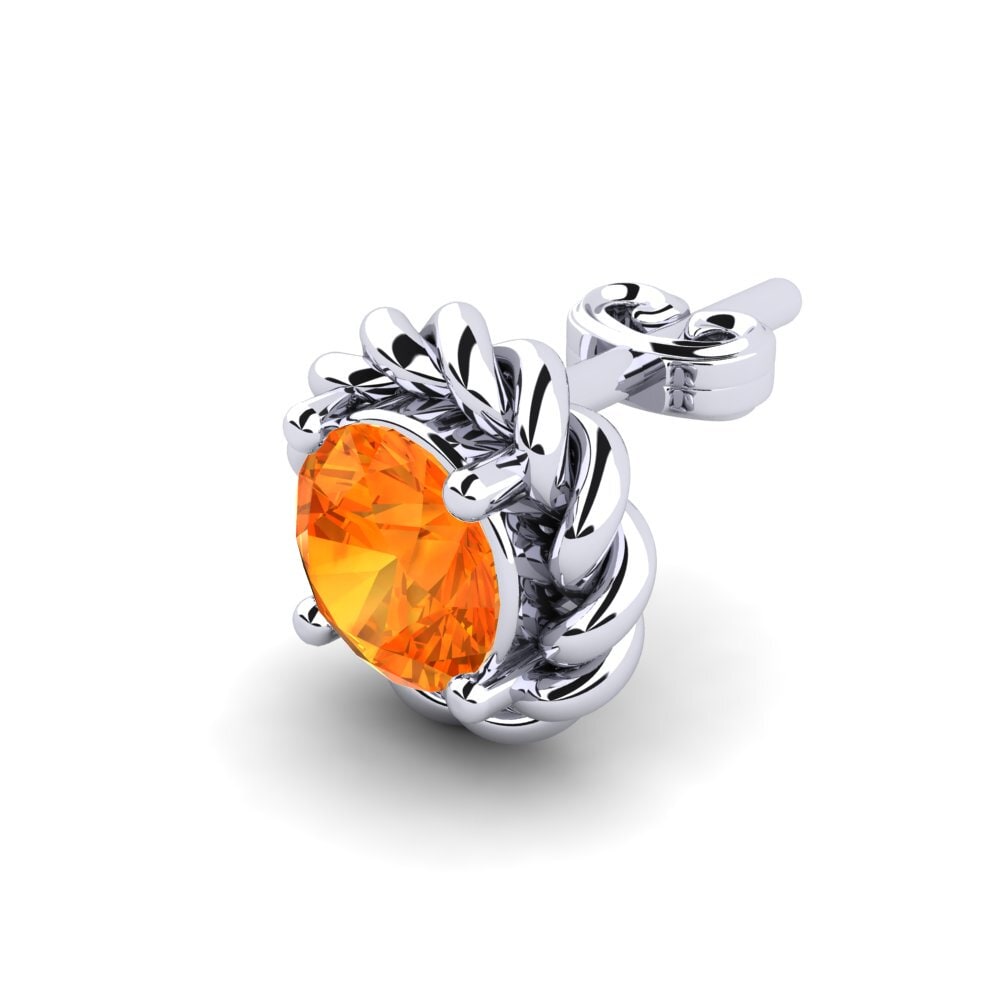 14k Oro Blanco Zafiro Naranja Pendiente para hombre Lain