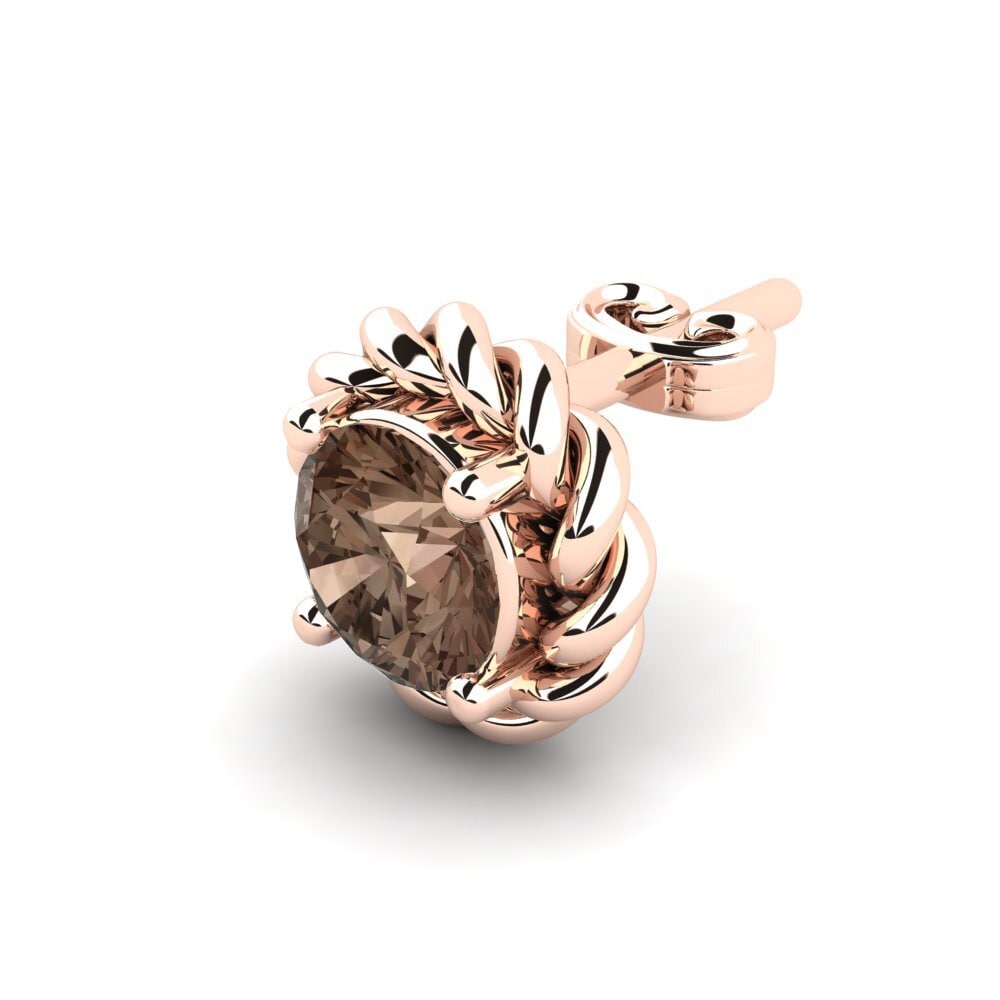 18k Oro Rosa Cuarzo humo Pendiente para hombre Lain