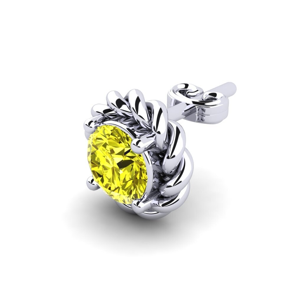 585 Bílé zlato Žlutý diamant Pánské náušnice Lain