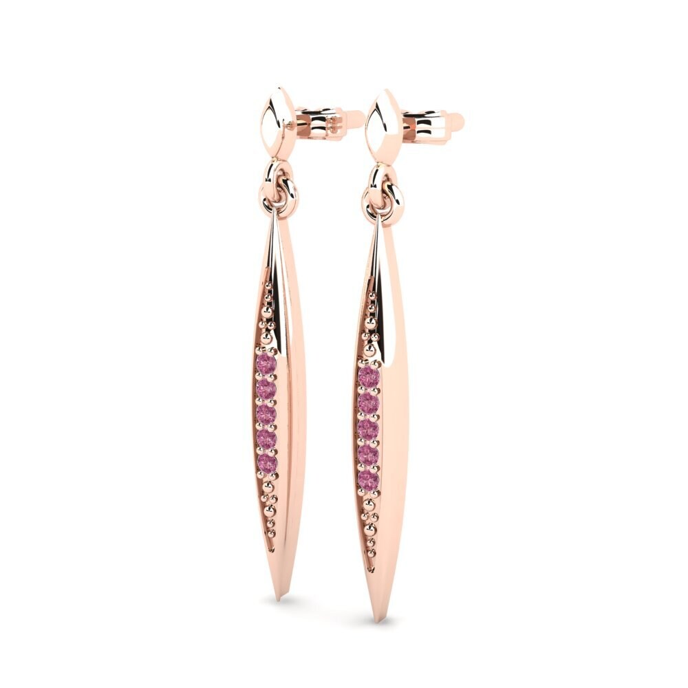 14k Oro Rosa Granate Rhodolite Pendiente de mujer Laisha