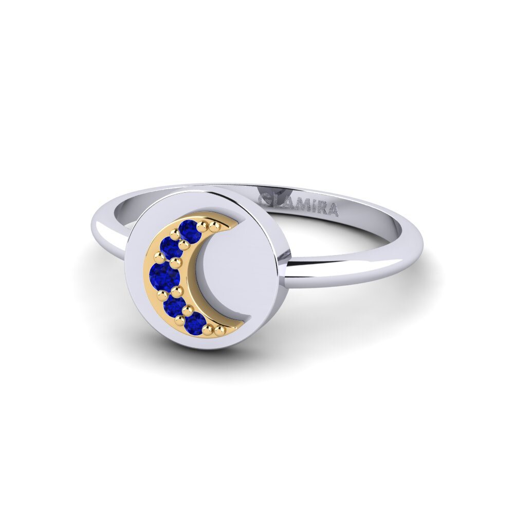 18k Oro Blanco & Amarillo Zafiro Anillo para Niño Laisvas