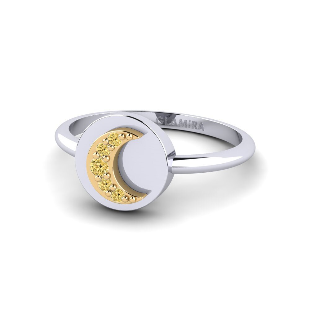 18k Oro Blanco & Amarillo Diamante Amarillo Anillo para Niño Laisvas