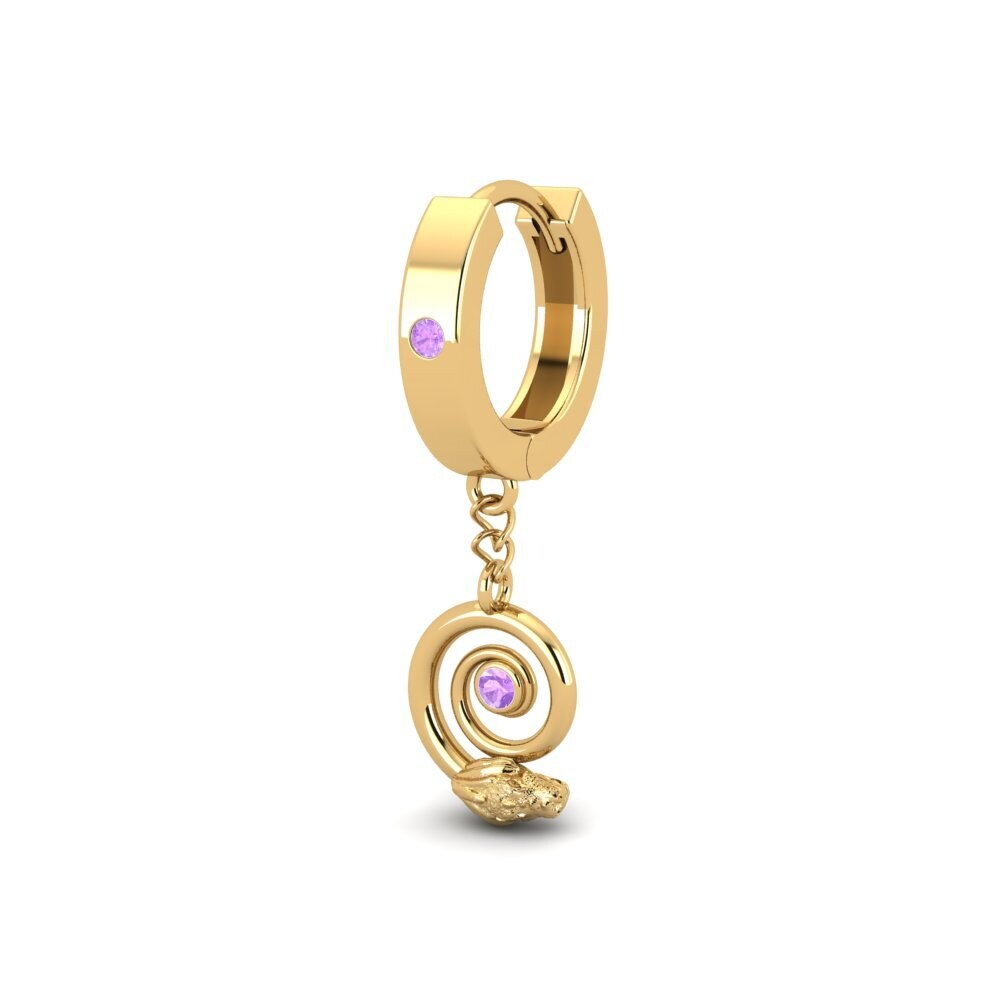 14ct Yellow Gold Amethyst Men's Earring Laiteux