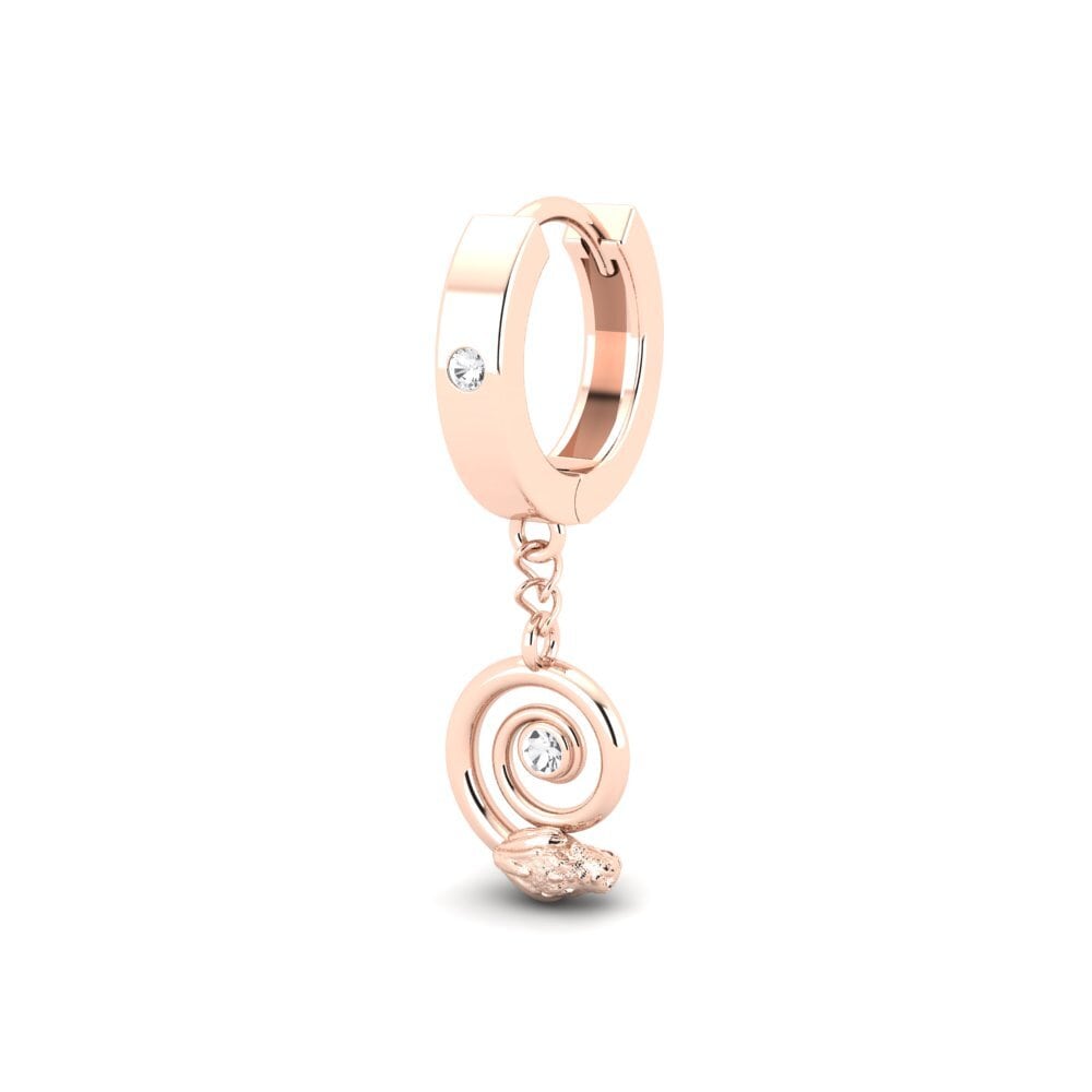 14ct Rose Gold White sapphire Men's Earring Laiteux