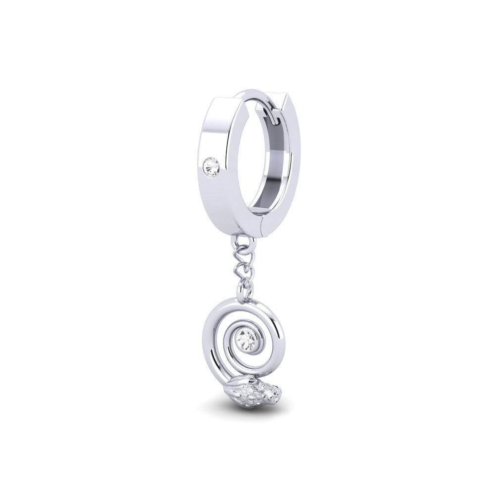 14k Oro Blanco Zafiro blanco Pendiente para hombre Laiteux