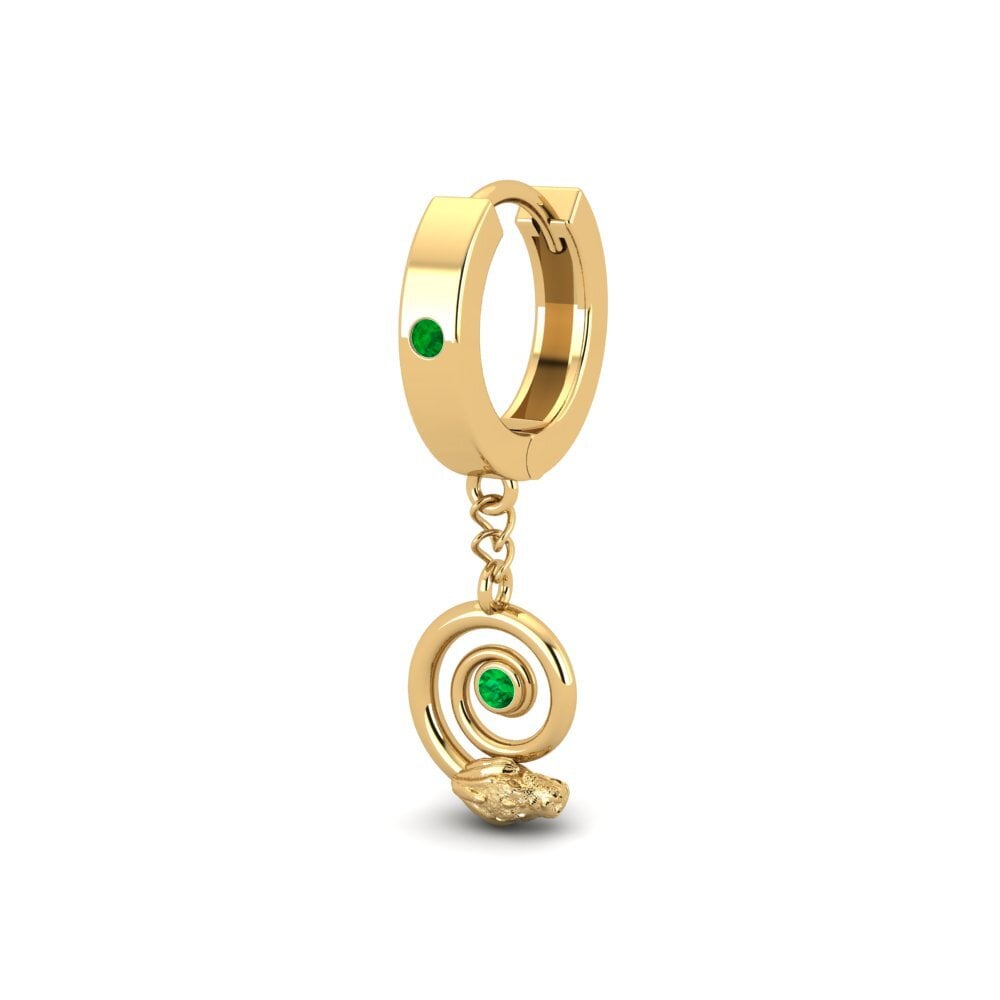 14ct Yellow Gold Emerald Men's Earring Laiteux