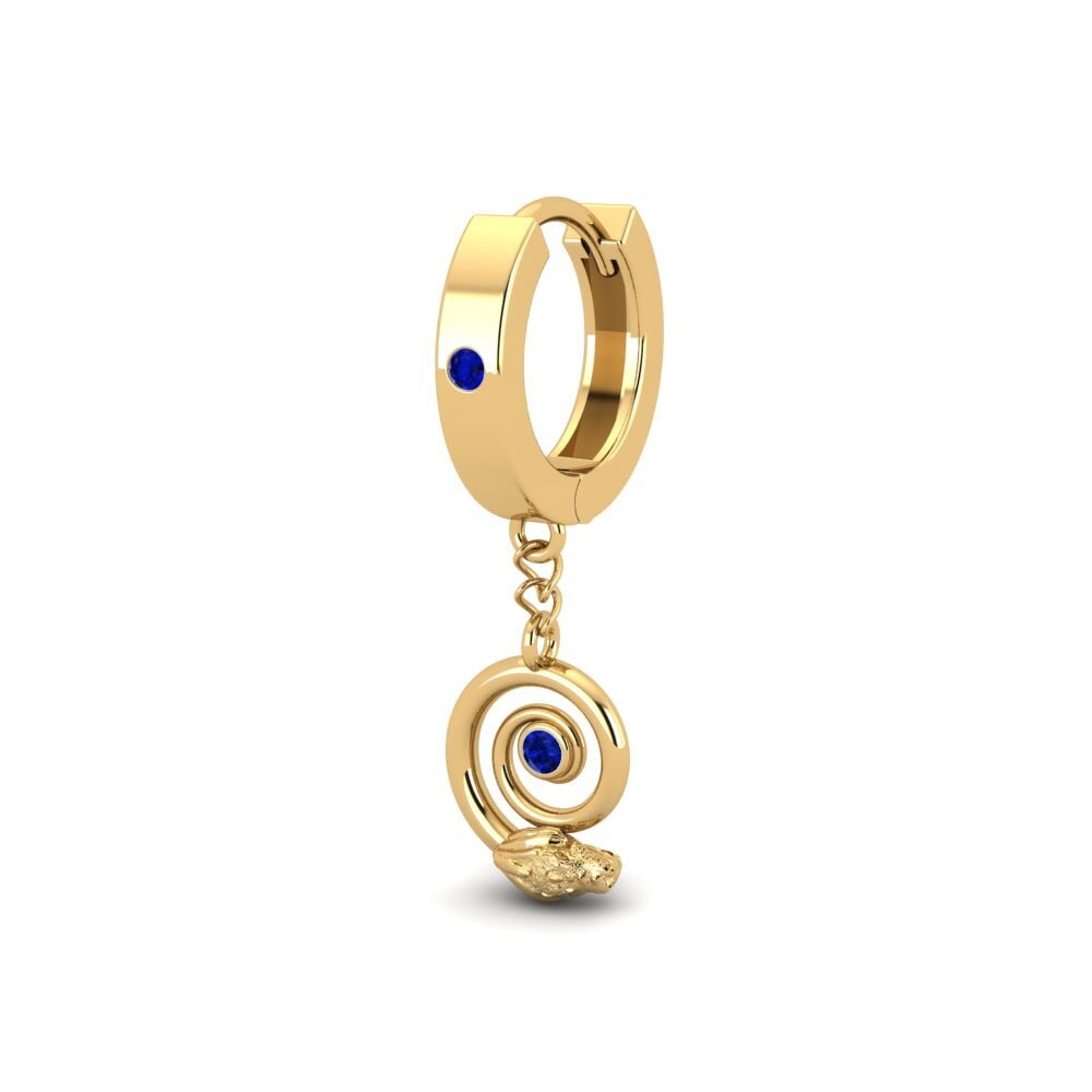 18ct Yellow Gold Sapphire Men's Earring Laiteux